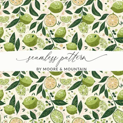 Cute Limes Seamless Pattern High Resolution Digital