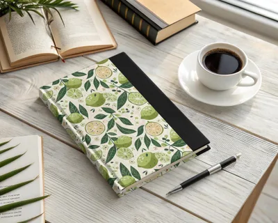 Citrus Fruit and Leaves Pattern Hardcover Notebook