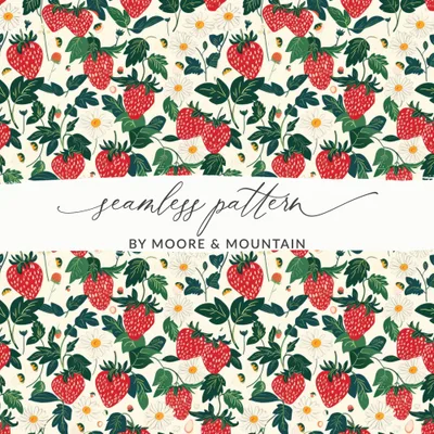Feminine Strawberries Seamless Pattern High Resolution Digital Paper