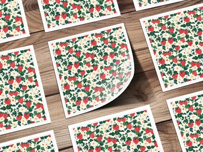 Vibrant Strawberry and Daisy Pattern Sticker Sheets