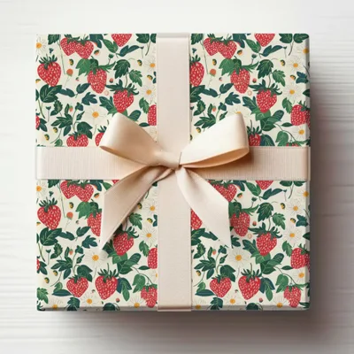 Strawberry and Floral Design Gift Wrap product