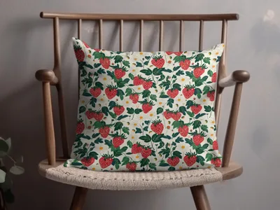 Vibrant Red Strawberry Pattern Decorative Pillow