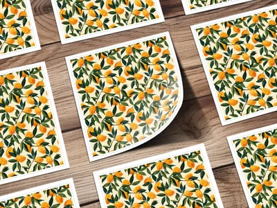 Bright Citrus Fruit Pattern Square Sticker Sheets