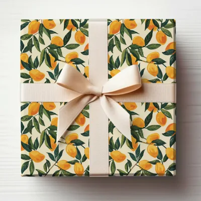 Elegant Citrus Gift Wrap with Ribbon Design Special Occasion