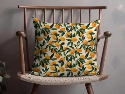 Vibrant Lemon Print Decorative Cushion for Home Decor