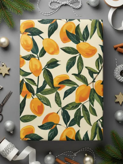 Citrus Fruit Design Wrapping Paper for Festive Gifting