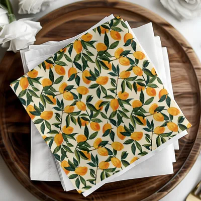 Vibrant Yellow Fruit Pattern Napkins for Home Decor