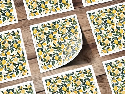 Fresh Lemon Tree Pattern Illustration Sticker Sheet