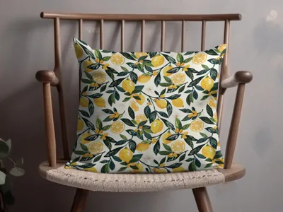 Lemon and Leaf Pattern Decorative Pillow for Home Decor