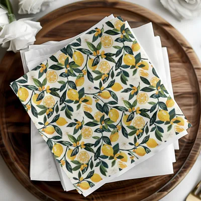 Vibrant Lemon Pattern Napkins for Stylish Table Setting