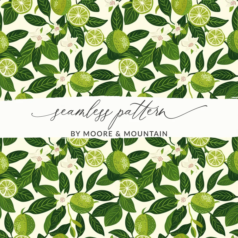Seamless Lime and Flower Pattern by Moore & Mountain