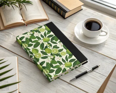 Green Citrus Fruit and Leaves Pattern Notebook