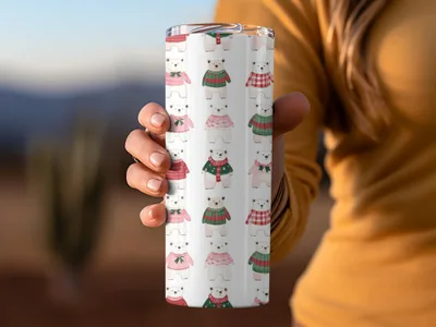 Festive Bears In Sweaters Christmas Themed Seamless Pattern Digital - Moore and Mountain