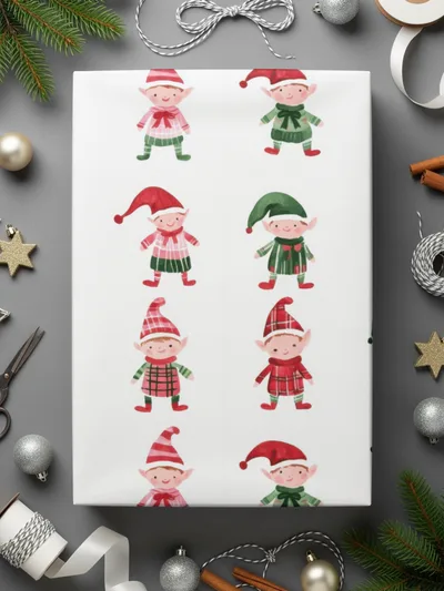 Festive Christmas Elves Pattern Holiday Season Fun Digital - Moore and Mountain
