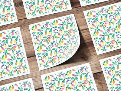Festive Colorful Christmas Lights Seamless Pattern on String Pattern Digital - Moore and Mountain
