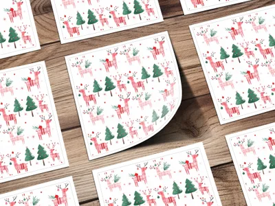Festive Deer Christmas Trees Pattern Holiday Design Digital - Moore and Mountain
