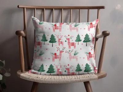 Festive Deer Christmas Trees Pattern Holiday Design Digital - Moore and Mountain