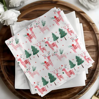 Festive Deer Christmas Trees Pattern Holiday Design Digital - Moore and Mountain
