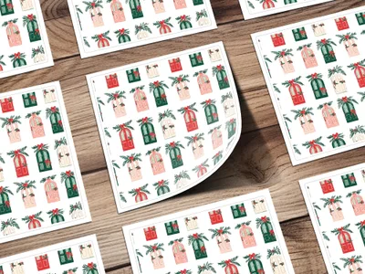 Festive Doors Digital Paper, Christmas Seamless Pattern, Holiday Design Resource, Scrapbooking Paper, Fabric Design, Background Texture - Moore and Mountain