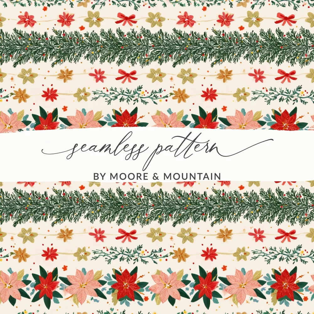 Festive Floral Christmas Theme Design Celebration Time Digital - Moore and Mountain