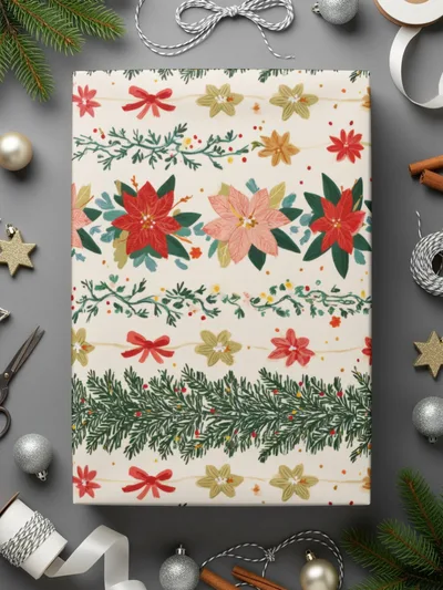 Festive Floral Christmas Theme Design Celebration Time Digital - Moore and Mountain