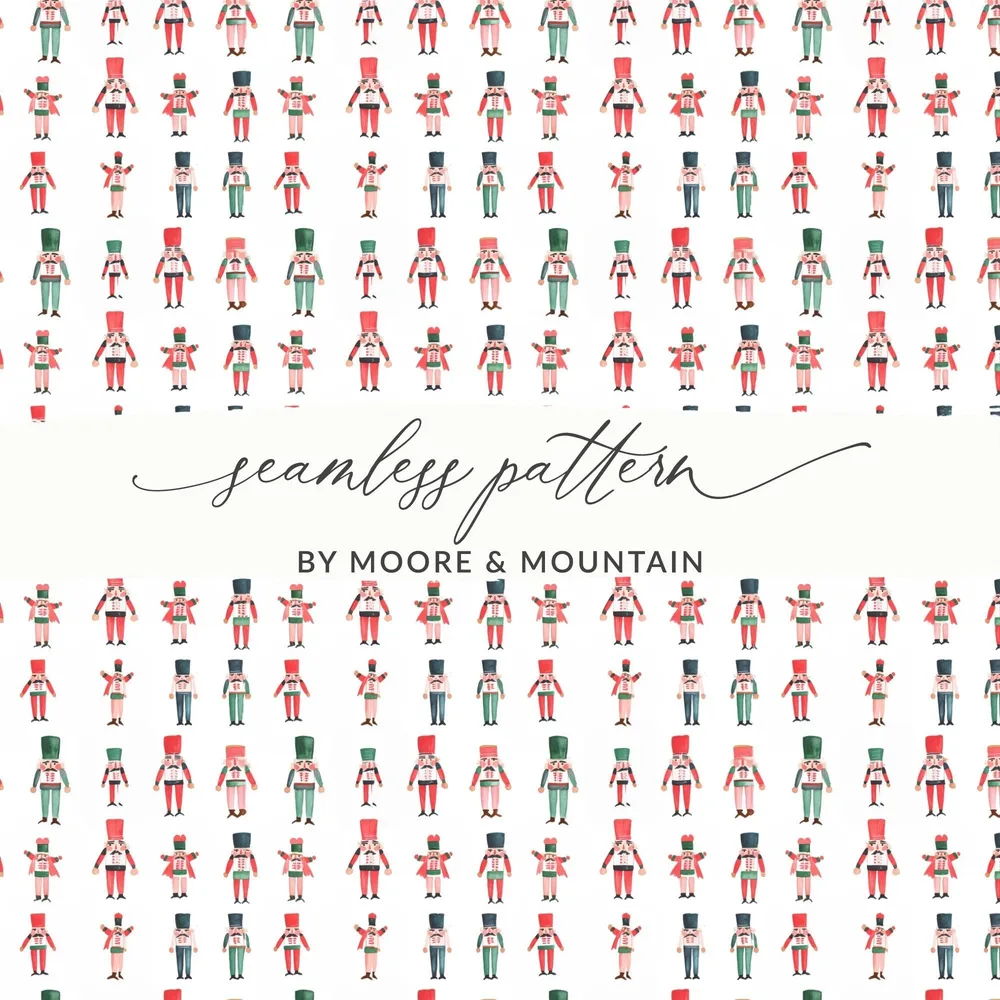 Festive Nutcrackers Pattern Repeating Background Image Digital - Moore and Mountain