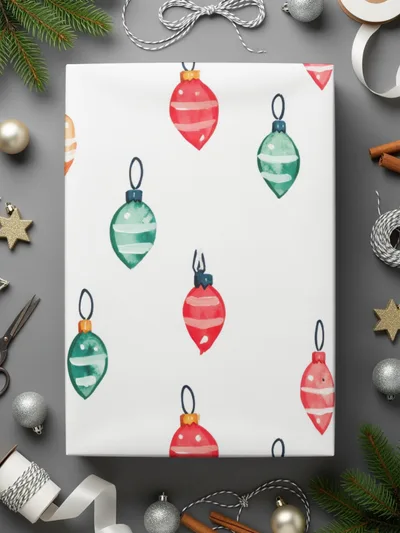 Festive Ornament Delight Watercolor Christmas Pattern Digital - Moore and Mountain