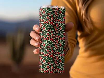 Festive Red and Green Christmas Leopard Print Seamless Pattern Background Digital - Moore and Mountain