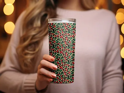 Festive Red and Green Christmas Leopard Print Seamless Pattern Background Digital - Moore and Mountain