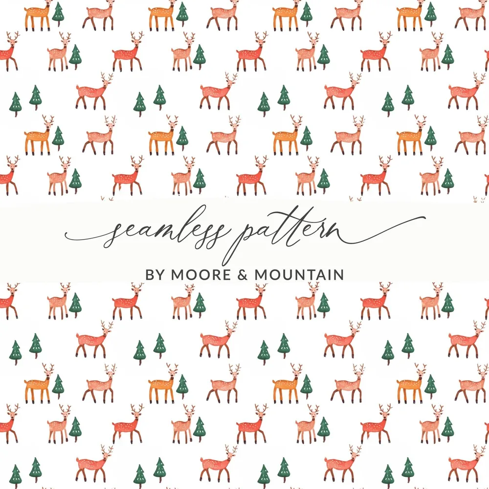 Festive Reindeer Forest Pattern Design Inspiration Digital - Moore and Mountain