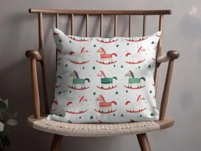 Festive Rocking Horse and Christmas Trees Pattern Digital - Moore and Mountain
