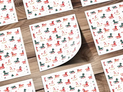 Festive Rocking Horse Christmas Pattern Lovely Holidays Digital - Moore and Mountain