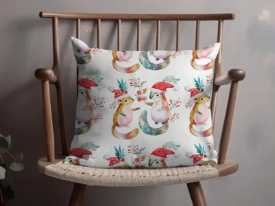 Festive Squirrels In Santa Hats Repeat Pattern Digital - Moore and Mountain