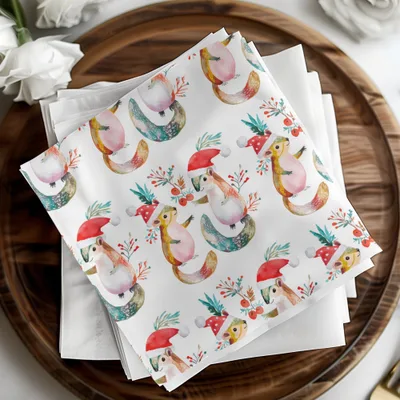 Festive Squirrels In Santa Hats Repeat Pattern Digital - Moore and Mountain