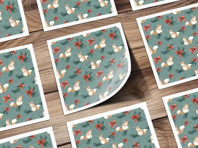 Festive Squirrels On Pine Branches Christmas Pattern Digital - Moore and Mountain