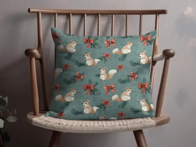 Festive Squirrels On Pine Branches Christmas Pattern Digital - Moore and Mountain