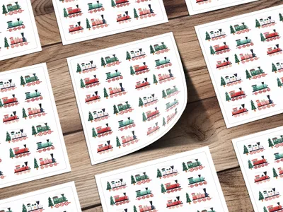 Festive Trains Christmas Seamless Pattern Xmas Trees Seamless Holiday Pattern Digital - Moore and Mountain