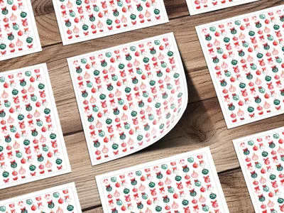 Festive Watercololor Christmas Ornaments Repeated Pattern Celebration Decorations Digital - Moore and Mountain