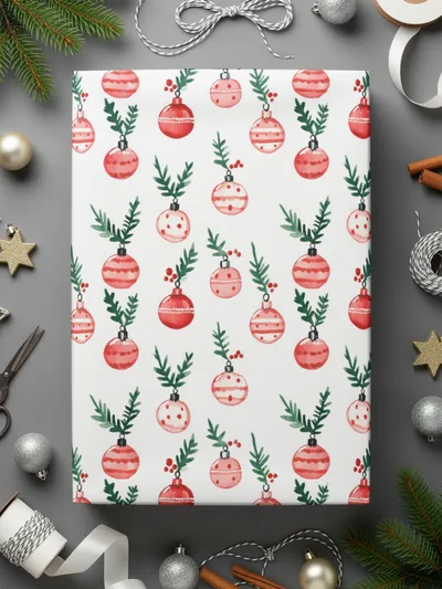 Festive Watercolor Christmas Ornaments Pattern Digital - Moore and Mountain