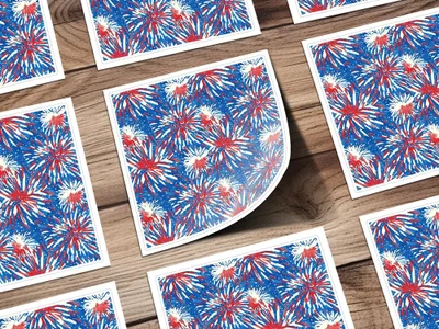Fireworks Digital Paper, Patriotic Seamless Pattern, 4th of July Digital Download, Fabric Design, Scrapbooking Paper, Red White and Blue - Moore and Mountain