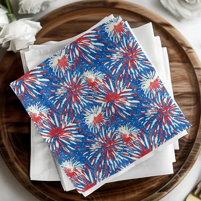 Fireworks Digital Paper, Patriotic Seamless Pattern, 4th of July Digital Download, Fabric Design, Scrapbooking Paper, Red White and Blue - Moore and Mountain