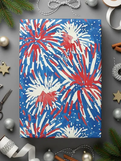 Fireworks Digital Paper, Patriotic Seamless Pattern, 4th of July Digital Download, Fabric Design, Scrapbooking Paper, Red White and Blue - Moore and Mountain