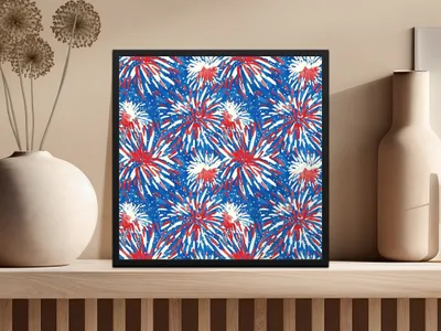 Fireworks Digital Paper, Patriotic Seamless Pattern, 4th of July Digital Download, Fabric Design, Scrapbooking Paper, Red White and Blue - Moore and Mountain