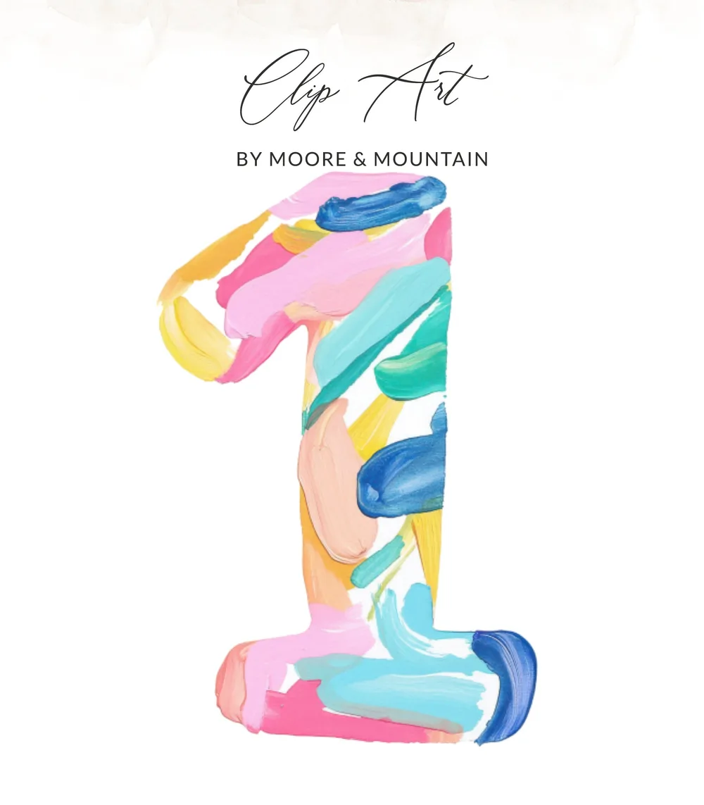Colorful number 1 with "Clip Art by Moore & Mountain" text.