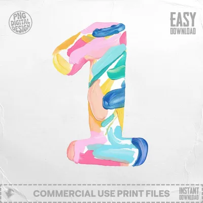Colorful brushstrokes form the numeral 1, with "EASY DOWNLOAD" in the corner.