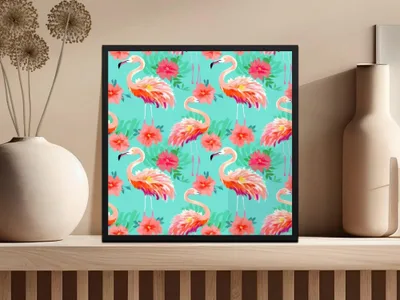 Flamingo Seamless Pattern Digital Paper, Tropical Flamingo Print, Summer Flamingo Digital, Colorful Repeat Pattern, Floral Flamingo File - Moore and Mountain