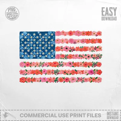 American flag made of flowers and stars.