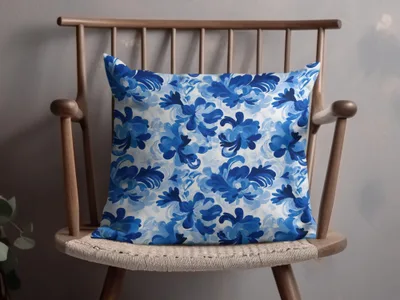 Floral Arrangement on Pattern in Blue Tones Digital - Moore and Mountain