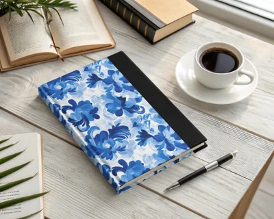 Floral Arrangement on Pattern in Blue Tones Digital - Moore and Mountain