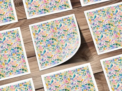 Floral Bird Digital Paper, Watercolor Flowers Seamless Pattern, Pastel Spring Fabric Design, Scrapbooking Paper Pack, Digital Download - Moore and Mountain